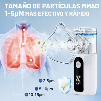 Nebulizador Portátil Pro -Alivio rápido para asma, bronquitis y alergias